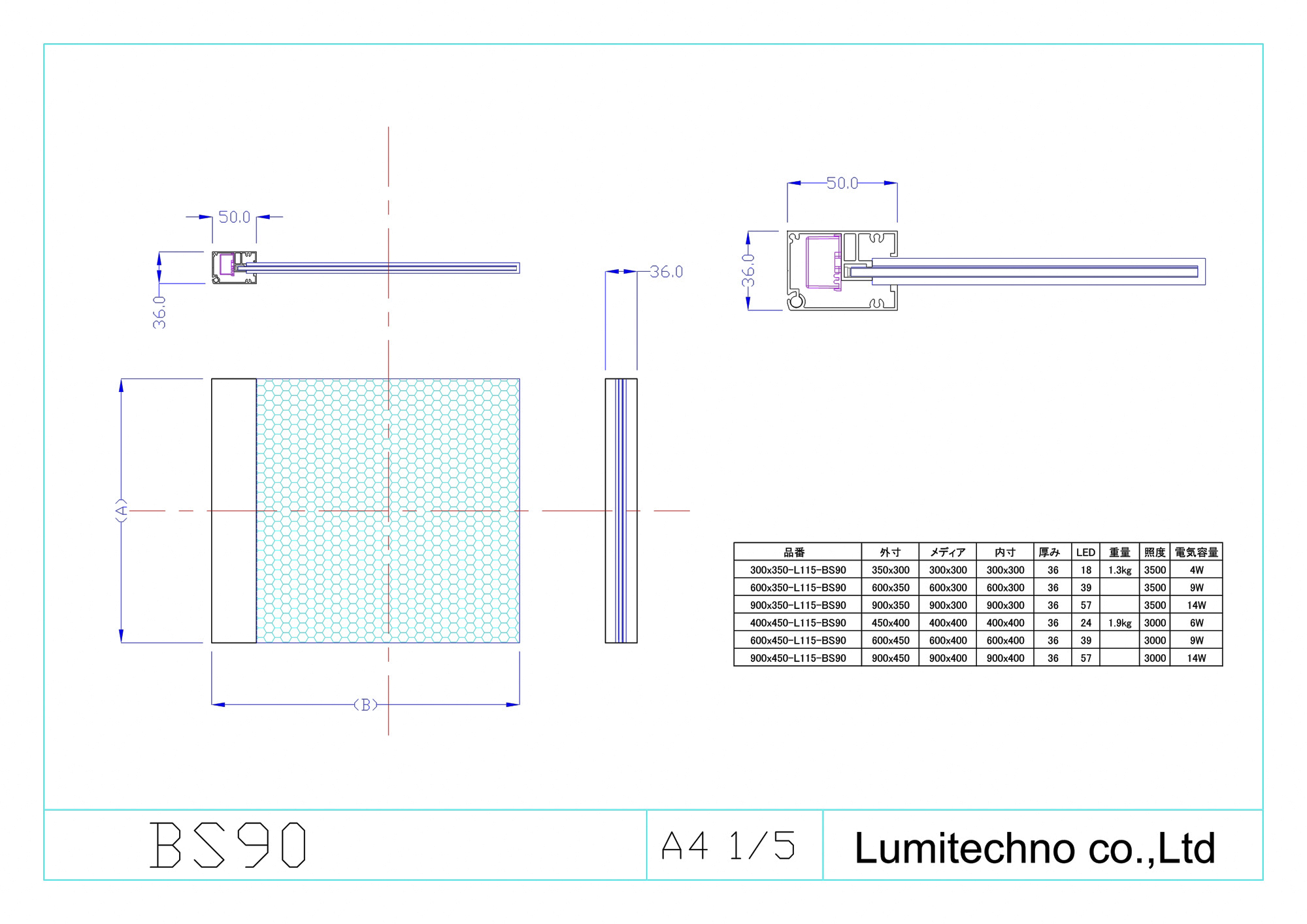 LEDライトパネル袖付型BS90型 LEDライトパネル袖付型BS90型