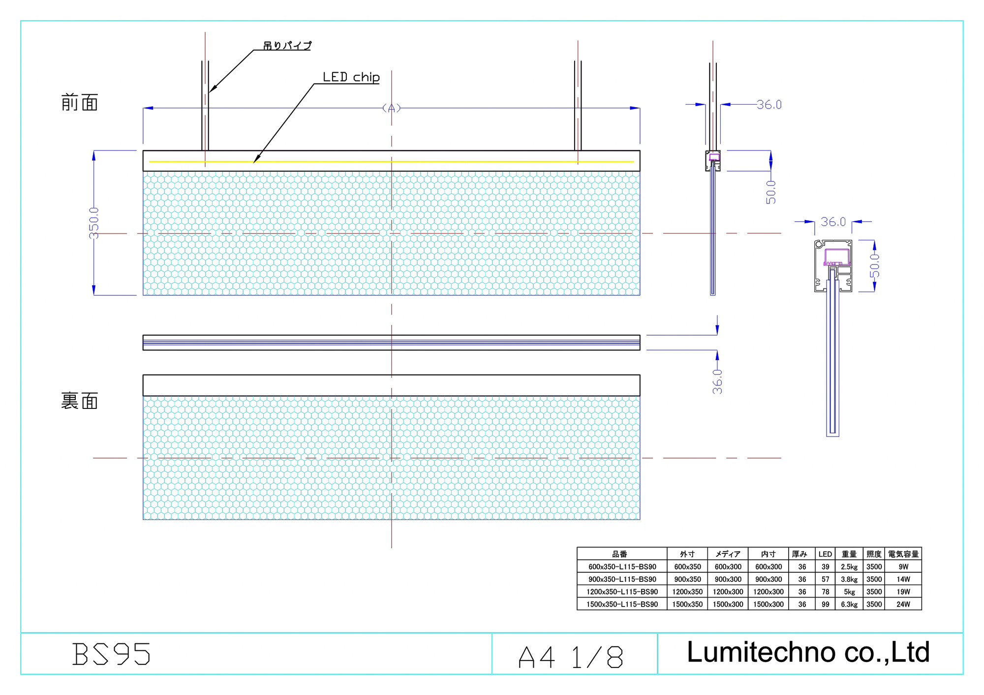 LEDライトパネル吊下型BS950型 LEDライトパネル吊下型BS950型