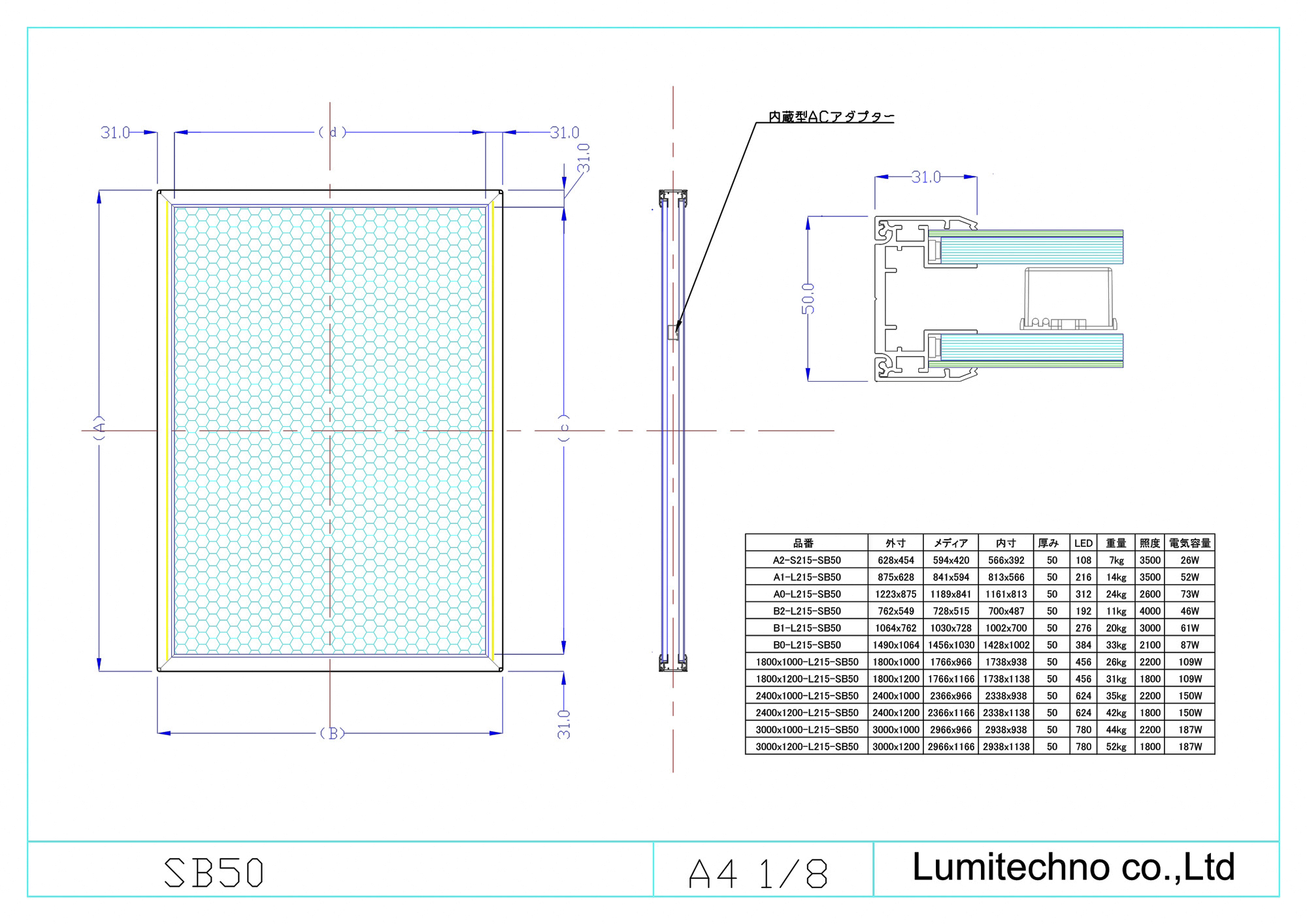 LEDライトパネル両面型SB50型 LEDライトパネル両面型SB50型