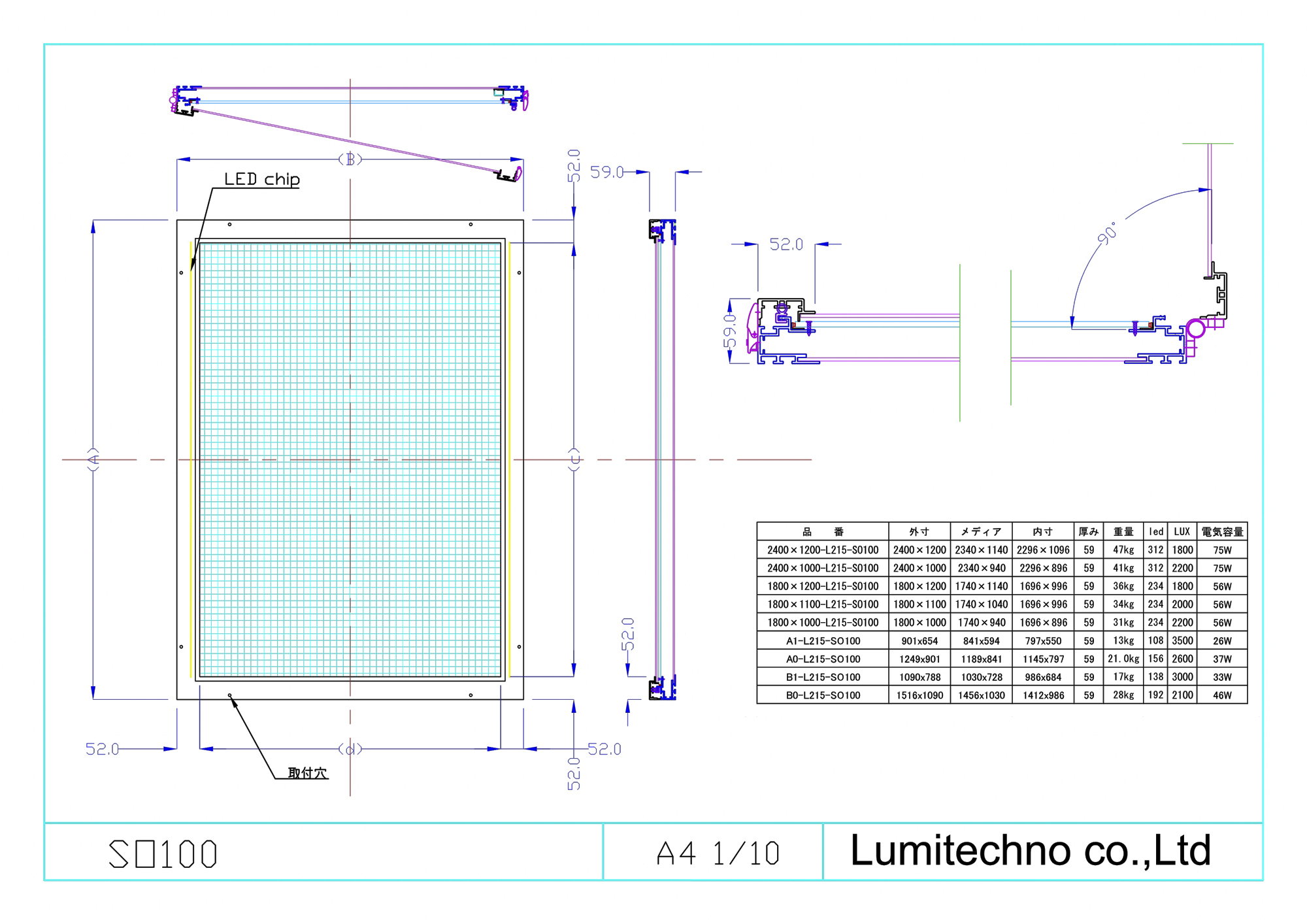 LEDライトパネル屋外用SO100型 LEDライトパネル屋外用SO100型